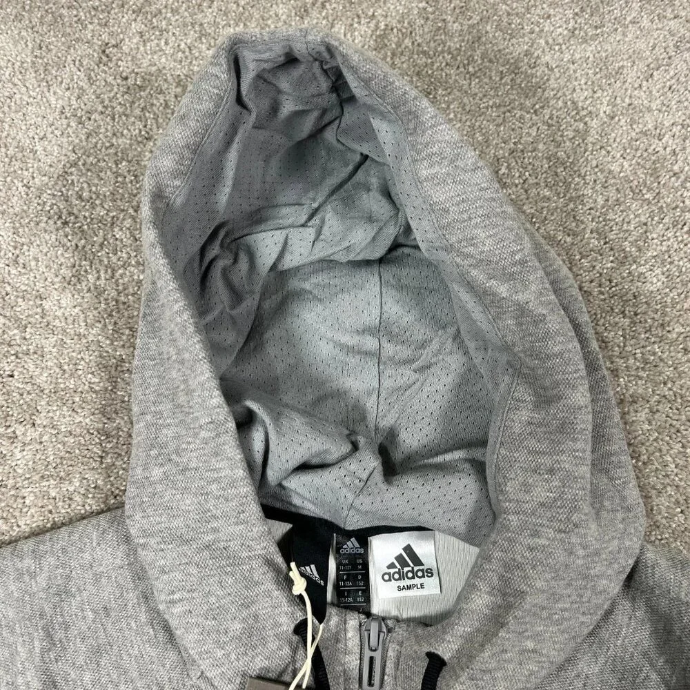 Adidas Mens M Heather Gray Stretch Full Zip Raglan Sleeve Hooded Sweatshirt‎ NWT